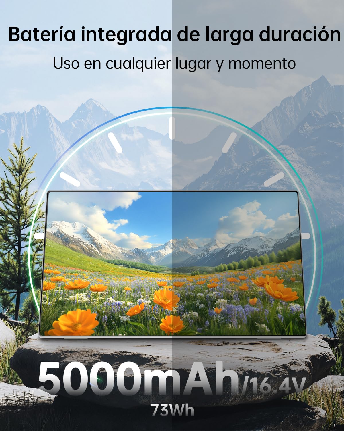 KTC MegPad 25" Monitor Portátil 1080p con Pantalla Táctil, Android 14, Batería Integrada, Altavoces & Cámara de 8MP, Entrada de Video USB-C, Control Remoto, Panel IPS, Ideal para Exteriores, Camping