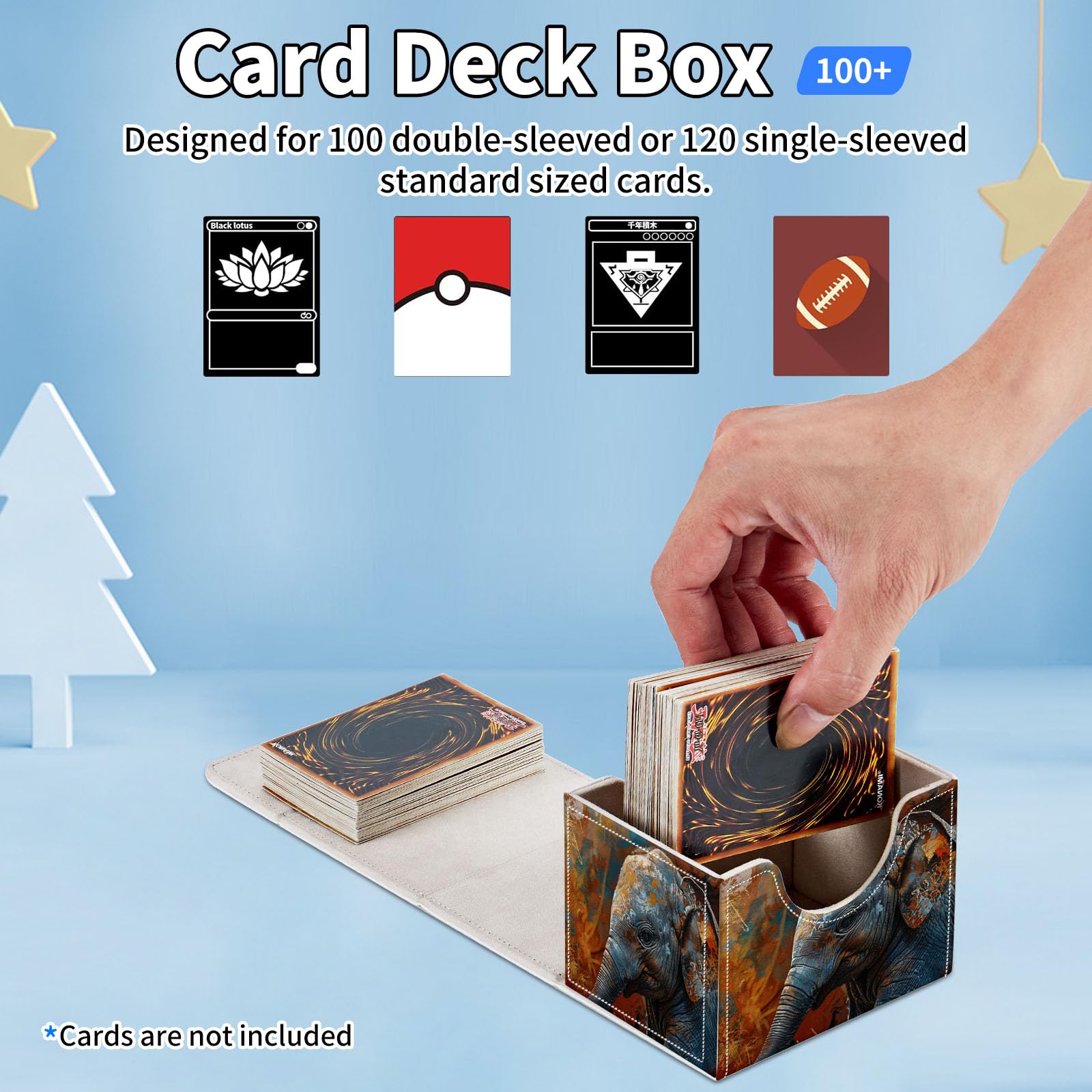 Amazon.com: ACWDMKH for MTG Commander Deck Box,Card Deck Box for Trading  Yugioh MTG,Fits 100 Double Sleeved Cards,PU Leather Strong Magnet Case for  Magic Commander TCG CCG,Oil Painting Elephant : Toys & Games
