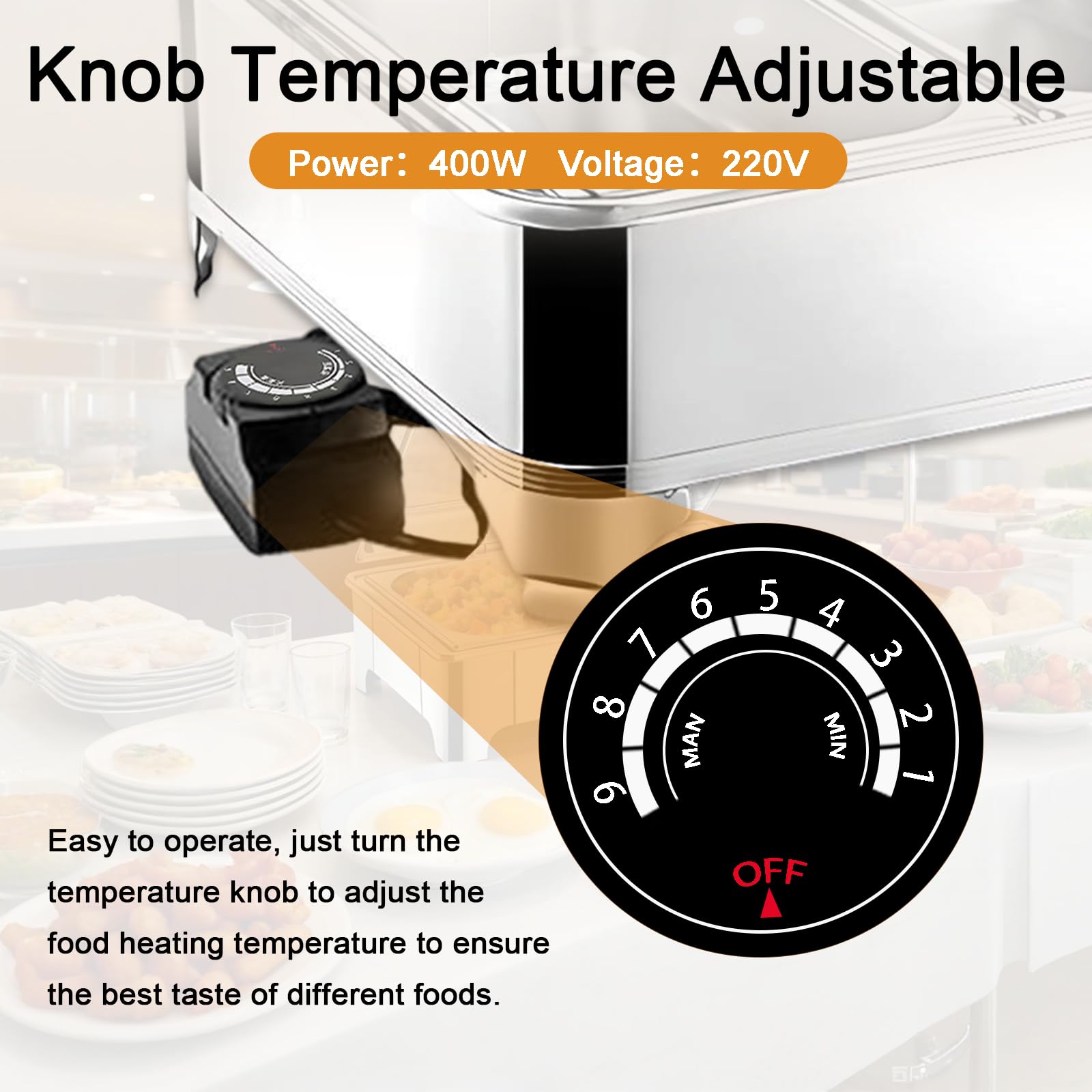 Chafing Dish Elettrico 9L, Temperatura Regolabile 35-85℃(FULL PAN) | Professionale Scaldavivande Elettrico per Buffet in Acciaio Inox, Contenitore Scalda Cibo per Buffet, Feste e Banchetti