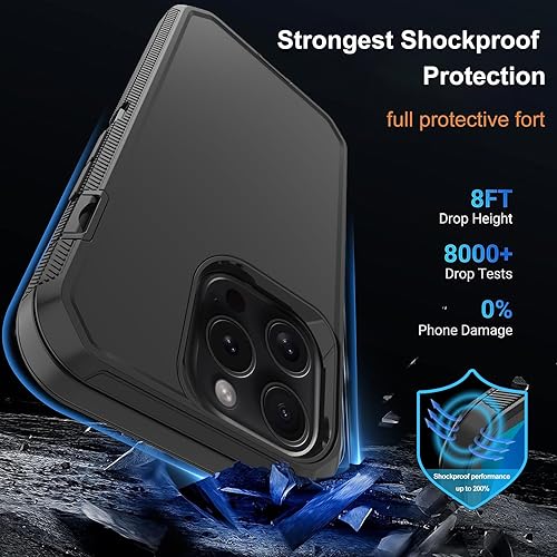 Miniatura 2 de Annymall Funda para iPhone 15 Pro Max con 2 protectores de pantalla, protección contra caídas a prueba de golpes, cuerpo completo, resistente, 3