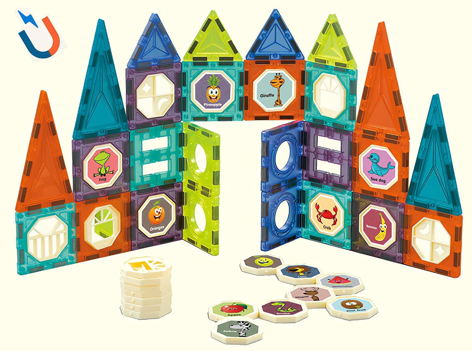 RAMPKD Toys Tiles, 52 PCS Building Blocks Gel