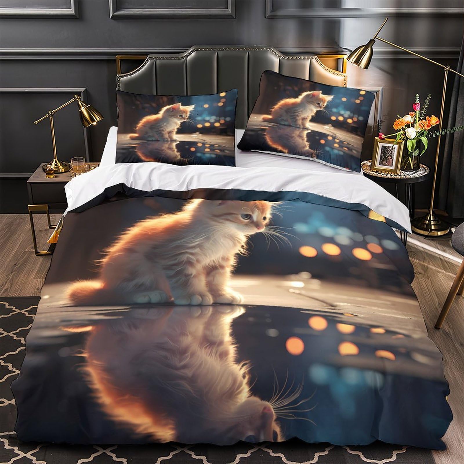 Parure de lit anti-allergique effet 3D forêt magique confort ultra doux