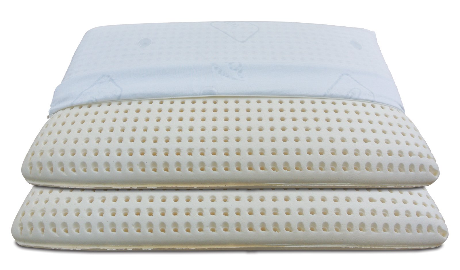Baldiflex Lot de 2 Oreillers Latex, Housse en Maxicool, déhoussable Zip, Coussins modéle Orthopédique 70x40x12 cm