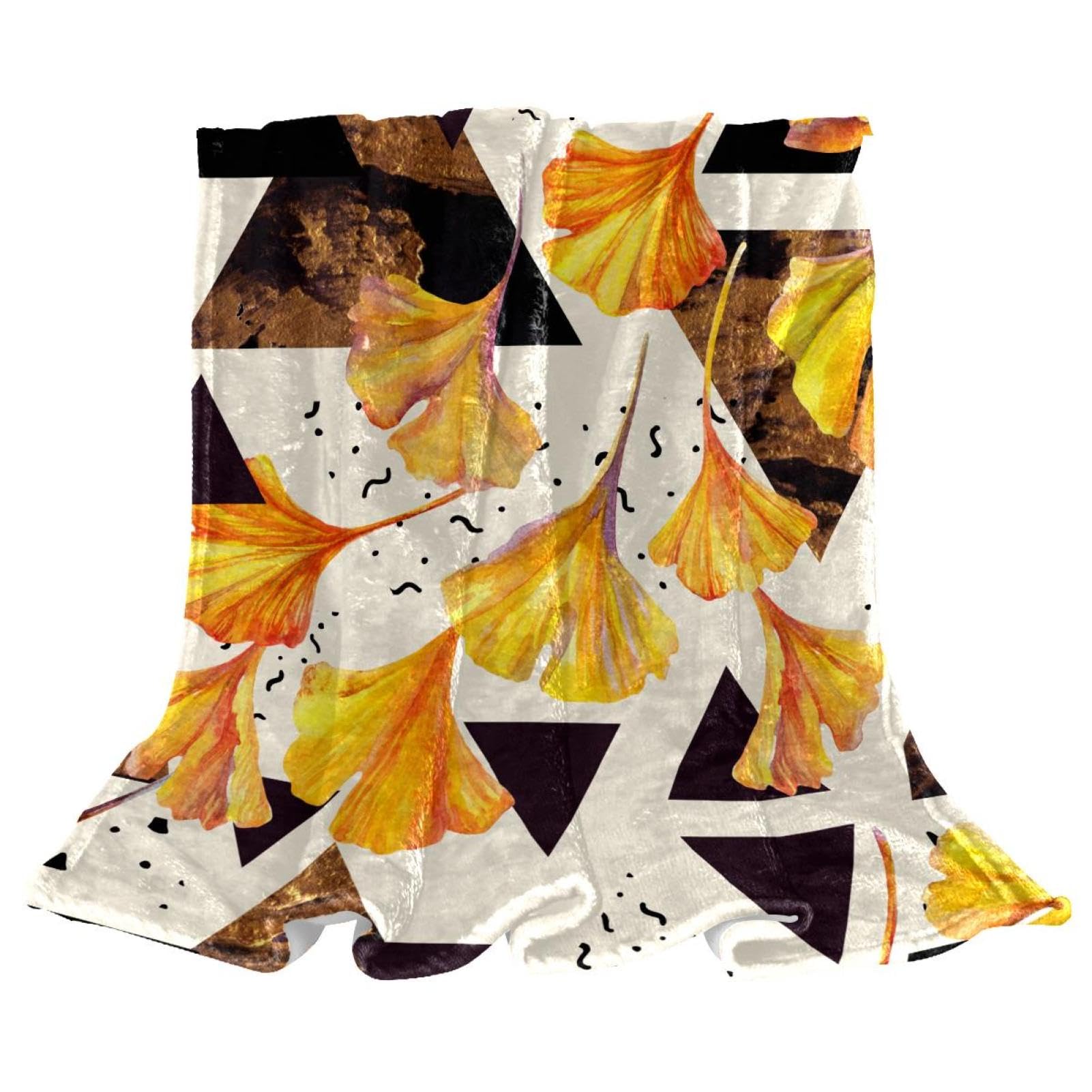 Couverture polaire fleur jaune de 150x130cm pour lit et canapé