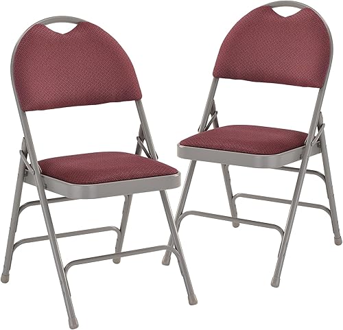 Flash Furniture HERCULES Series - Silla plegable de metal con triple refuerzo de tela burdeos con asa fácil de transportar