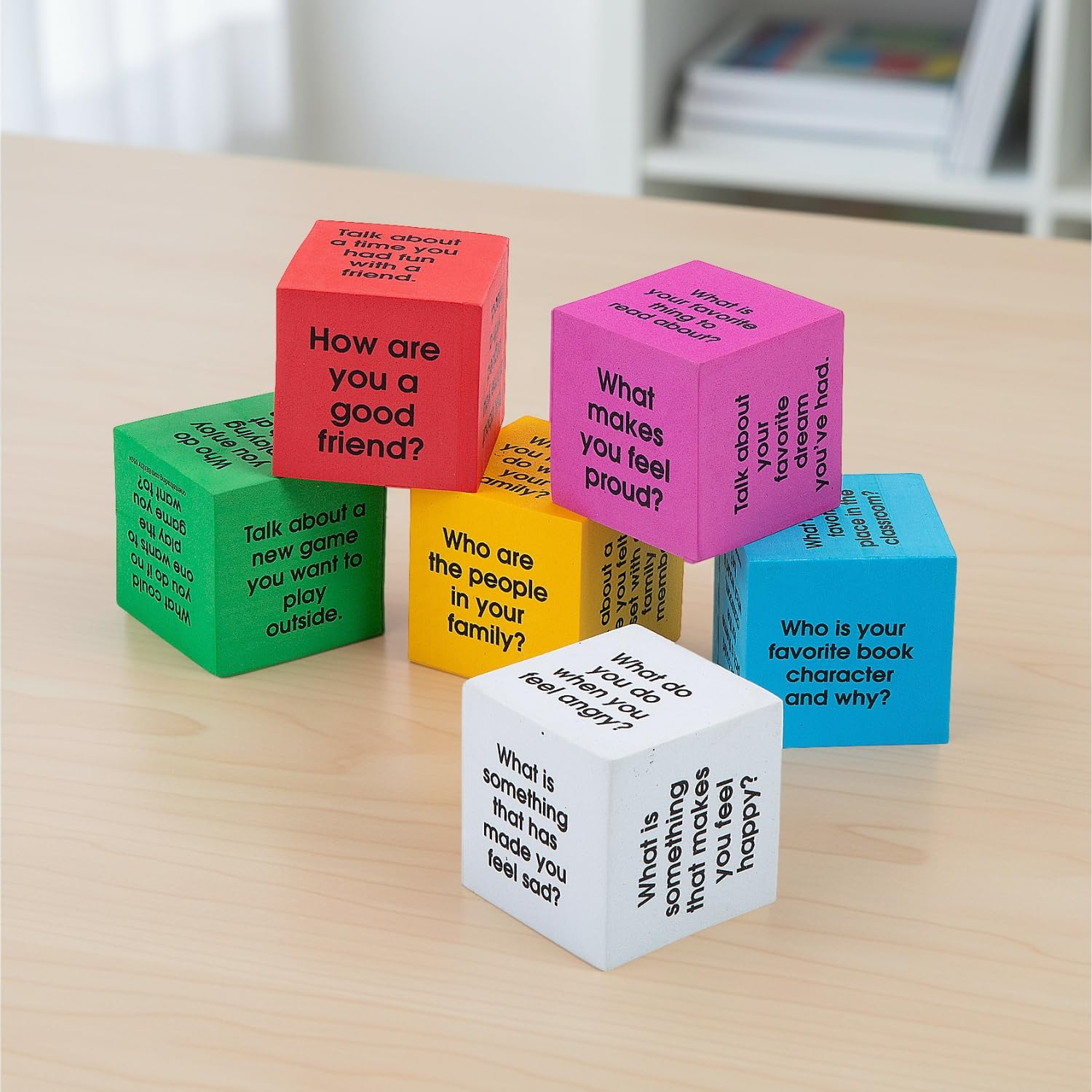 Fun Express 2 1/2" Social Emotional Learning Solid Color Foam Discussion Dice - 12 Pieces