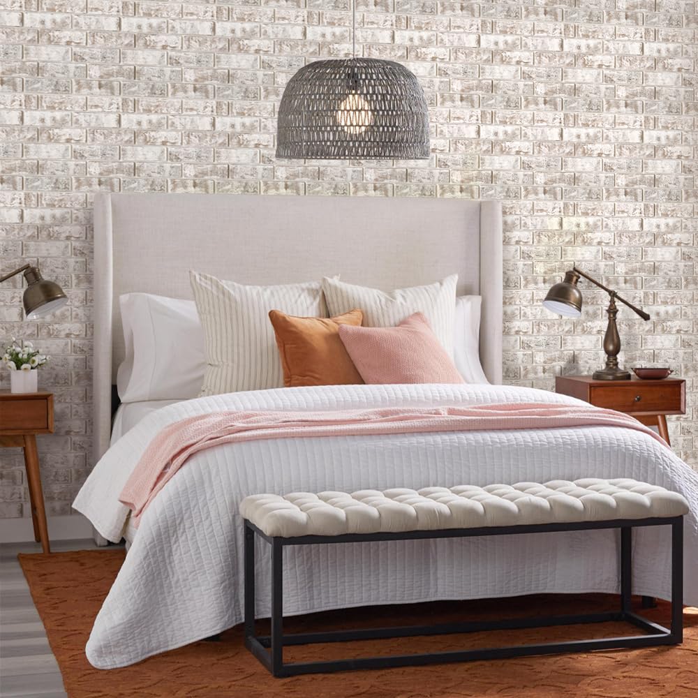 Commomy 10 Pezzi Mattoni Adesivi Murali 3D Pannelli Da Parete 3D Finto Mattone, 30 X 30 cm, Pannelli Adesivi per Pareti 3D Mattoni Finti PVC Autoadesivi Pannelli Decorativi Per Pareti Interne