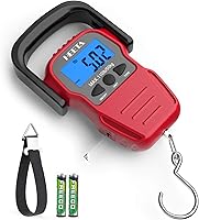 Vista 1 de HEETA Báscula de peso de pescado con pantalla LCD retroiluminada, hasta 110 libras/50 kg, báscula digital portátil para colgar peces con gancho