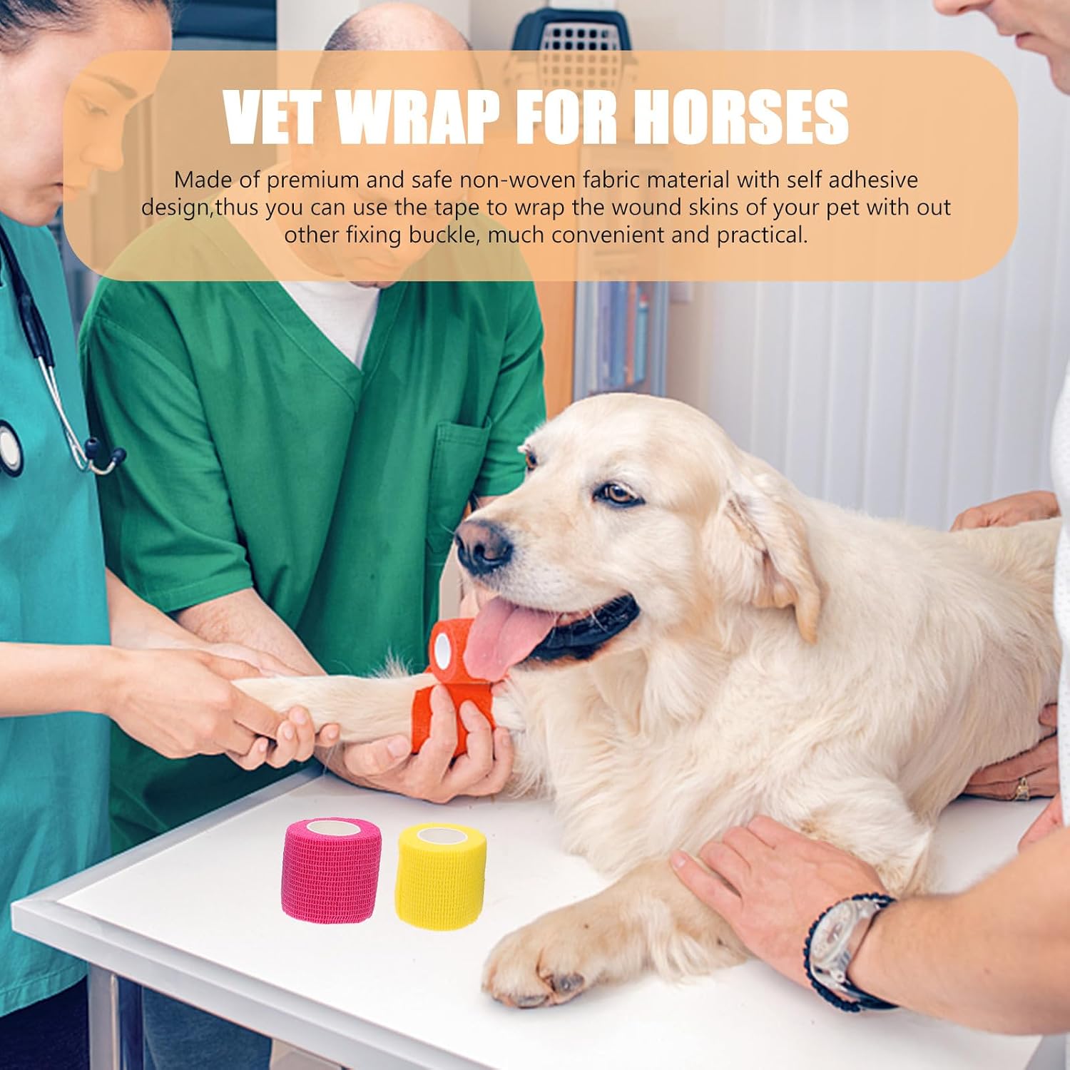 SHINEOFI 12 Rolls Self-Adhesive Vet Tape 5cm X 4.5m Breathable Waterproof Sports Wrap for Wound Care on Dogs, Cats, and Horses Random Color