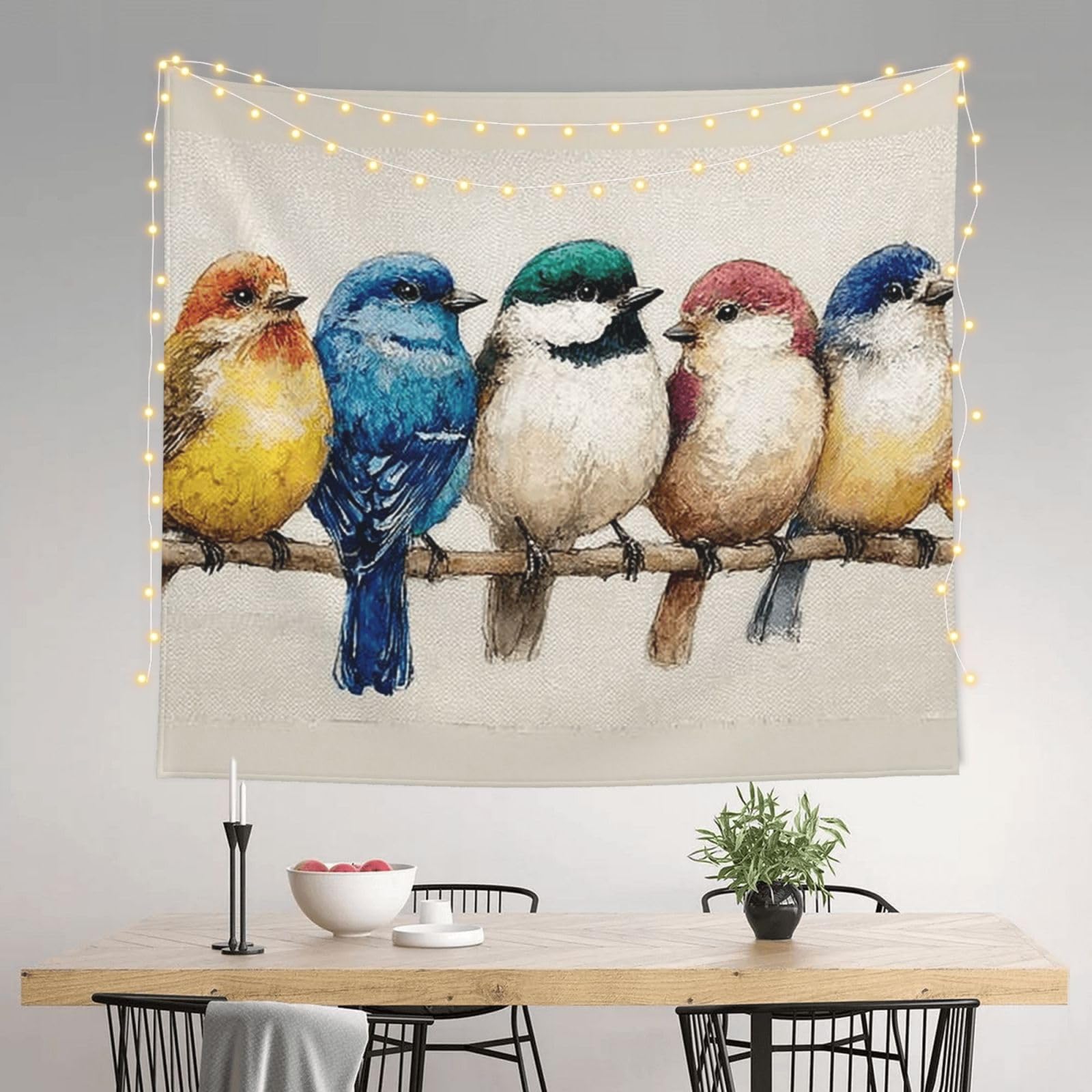 HJKJKKJ Tapestry 152 X 130 CM Aesthetic Wall Tapestrys for Bedroom Watercolor Birds Tapestries Hanging Wall Art Blanket Home Decor Tapestry for Living Room Dorm Office