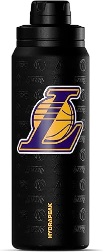 Hydrapeak x Botella de agua activa con licencia oficial de la NBA de Los Angeles Lakers, de 26 onzas, con tapa para beber y asa, reutilizable, de