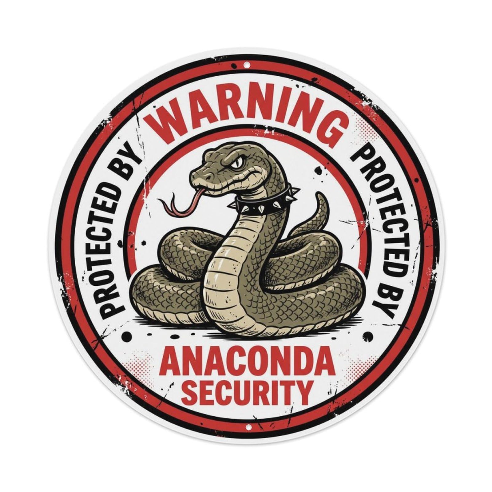 Metal Tin Sign Warning Protected By Anaconda Security Vintage