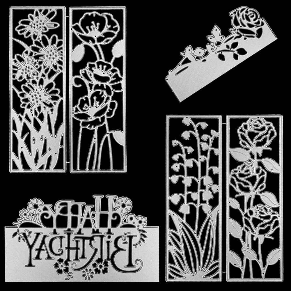 SENHAI 6 Pcs Die Cuts for Card Making, Flower Cutting Die Birthday Die Cutting DIY Craft Die Cutting Machines Embossing Stencils for Scrapbook Album Card Decoration