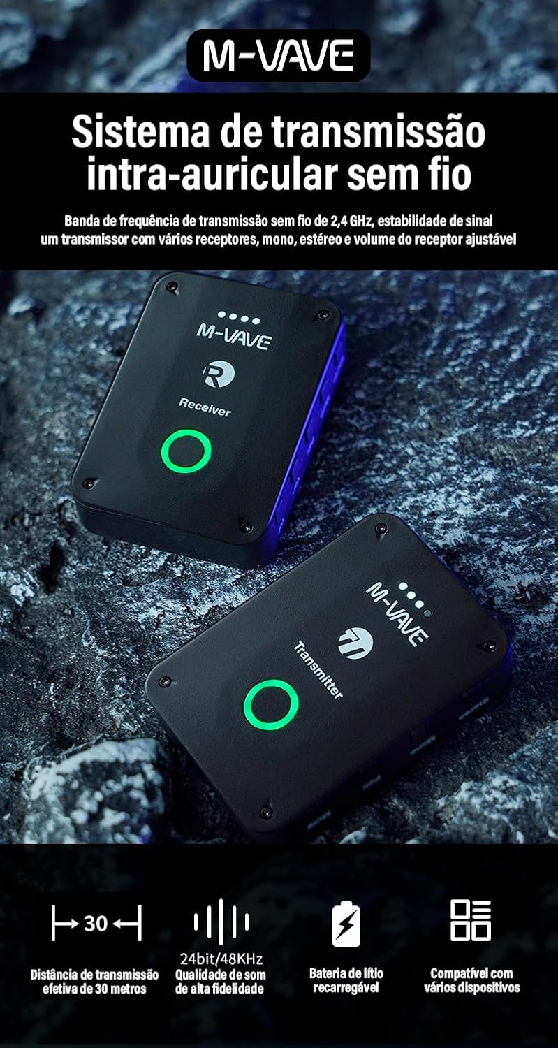 M-VAVE WP-9 2,4 GHz fone de ouvido sem fio monitor sistema de transmissão transmissor e receptor recarregável 𝐌𝐚𝐢𝐬 𝐚𝐯𝐚𝐧ç𝐚𝐝𝐨 𝐪𝐮𝐞 𝐖𝐏-𝟏𝟎/𝟏𝟏 M-VAVE WP-9 2,4 GHz fone de ouvido sem fio monitor sistema de transmissão transmissor e receptor recarregável 𝐌𝐚𝐢𝐬 𝐚𝐯𝐚𝐧ç𝐚𝐝𝐨 𝐪𝐮𝐞 𝐖𝐏-𝟏𝟎/𝟏𝟏