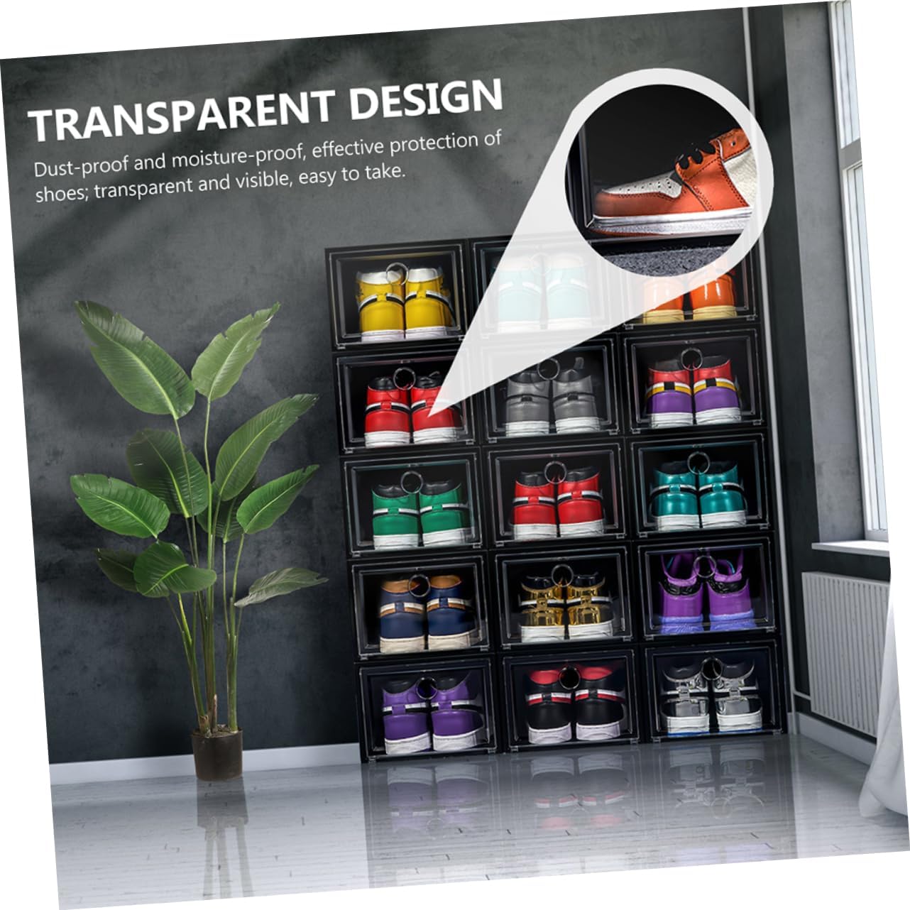 Sosoport 6Pcs Stackable Shoe Storage Boxes PP Material and for Sneaker Organization and Home Storage