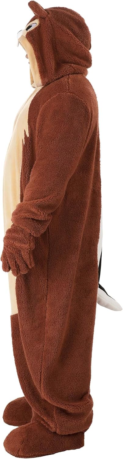 Plus Size Disney Chip 'n Dale Chip Costume for Adults - Hooded Jumpsuit with Gloves & Shoe Covers - Image 5