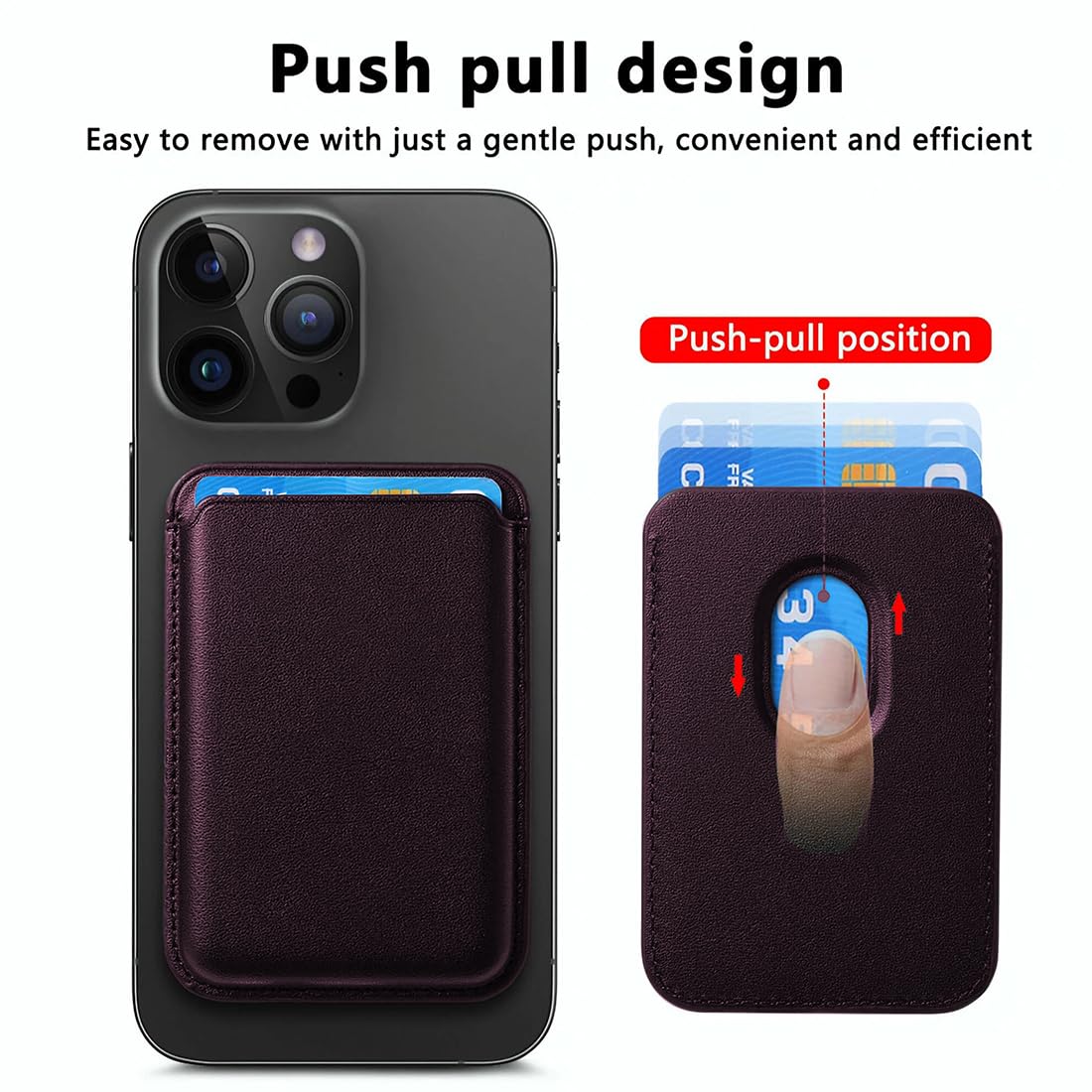 Portafoglio Magnetico Per IPhone Con Tasca Adesiva | Porta Carte E Badge Per Cover | Sottile E Pratico Nero