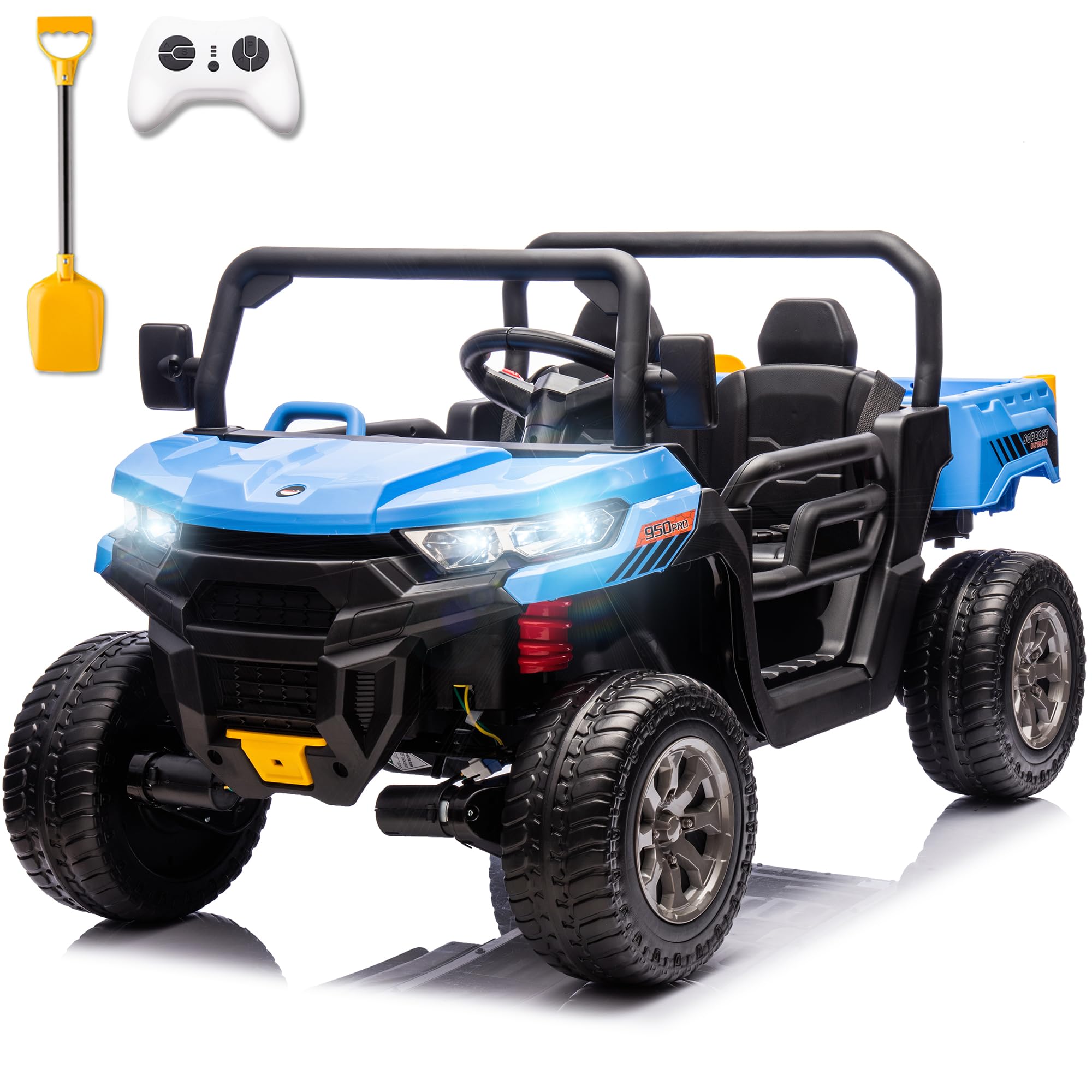24V Ride on Toys for Kids 4-8, 2 Seater Electric Car with Dump Bed, Blue