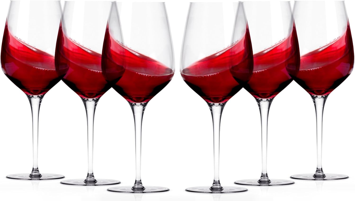 Miko Wine Glasses, Pure Lead Free Crystal, Wine Glass Set Of 6 (Burgundy)