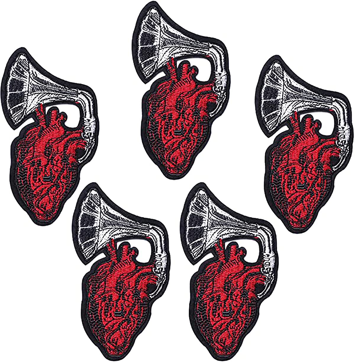 KASTWAVE Let My Heart Be Heard Patches, Embroidered Iron On/Sew On Patches, Cute Applique Patches for Clothing, Jackets, Hats, Backpacks, Jeans (Pack of 5)