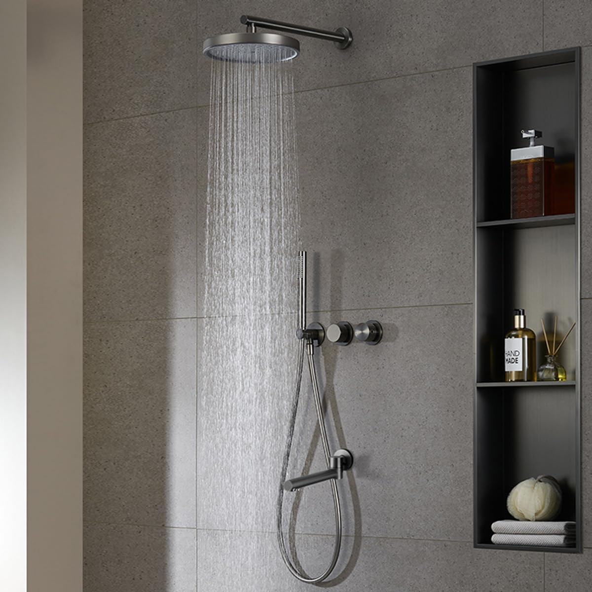 Drenky Braccio Doccia Nero 40 cm Acciaio Inox A2 V2A Prolunga