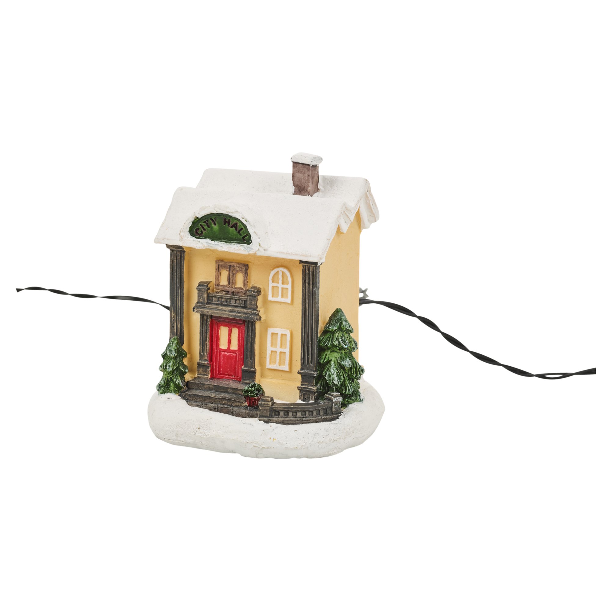 Pueblo en invierno de Navidad con luz led