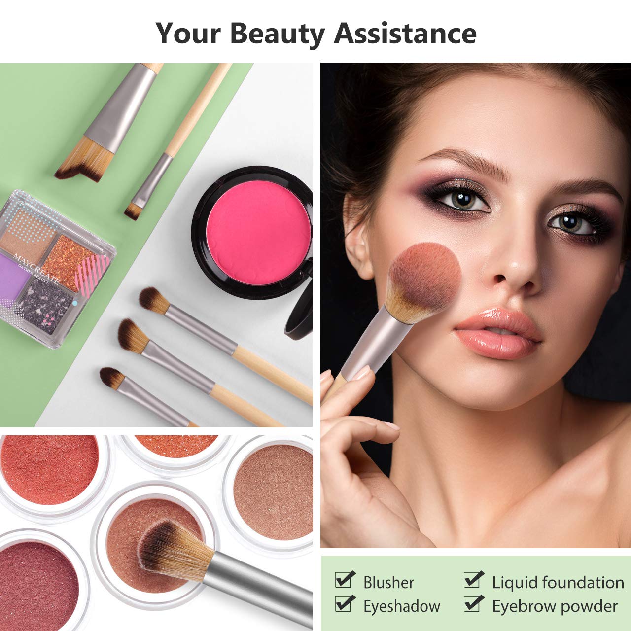Syntus Makeup Brush Set, 16 Makeup Brushes & 4 Blender Sponges & 1 Brush Cleaner Premium Synthetic Foundation Powder Kabuki Blush Concealer Eye Shadow Makeup Brush Kit, Wooden