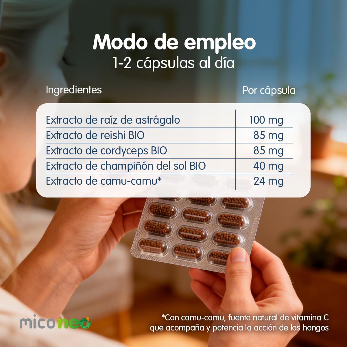 Mico NEO | VIR | Hongos de Agricultura Ecológica | Microgránulos NEO | Apto para Vegetarianos | Sin Gluten ni Derivados Lácteos | 60 Cápsulas | Tomar 1 o 2 Cápsulas al Día