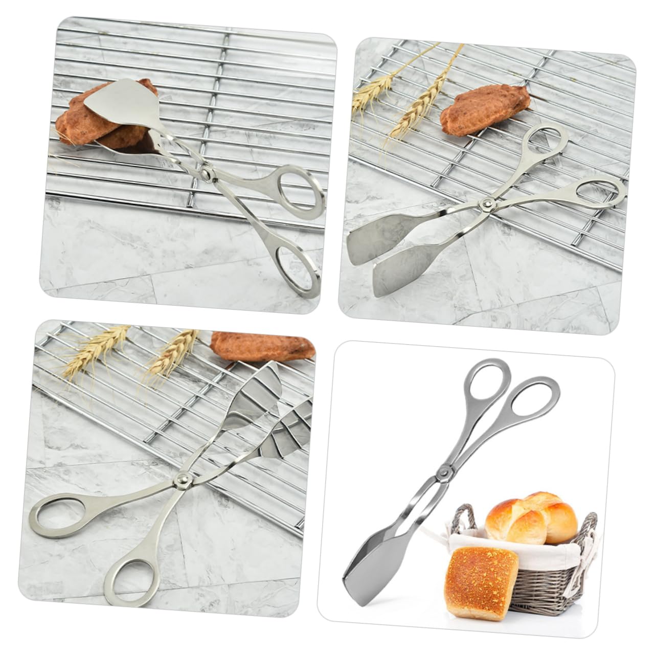 TOYANDONA 2 Series Pinzas Para Alimentos De Acero Inoxidable Pinzas De Barbacoa Carne Horneando Parilla Para Asar Freír De Postre De Panadería Tong De Parrilla Plata 2 Piezas*2