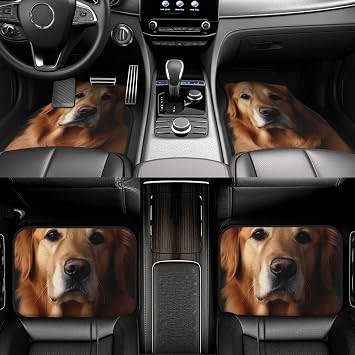 Universal Car Floor Mats 4 Piece Floor Mats for Car Golden retriever Automotive Floor Mats Car Mat for SUV Non-Slip Car Carpet Car Liner Decor Accessories Automotive Mats Fit for SUV Van Truck
