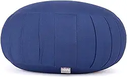 YOGATERIA Bodhi Almofada de meditação Zafu Yoga | Zafu Eco | Almofada Puf de assento Yoga com recheio de Kapok/fibra de paina e capa em algodão eco 18cm x Ø 38.5 cm 1.7kg (Azul)