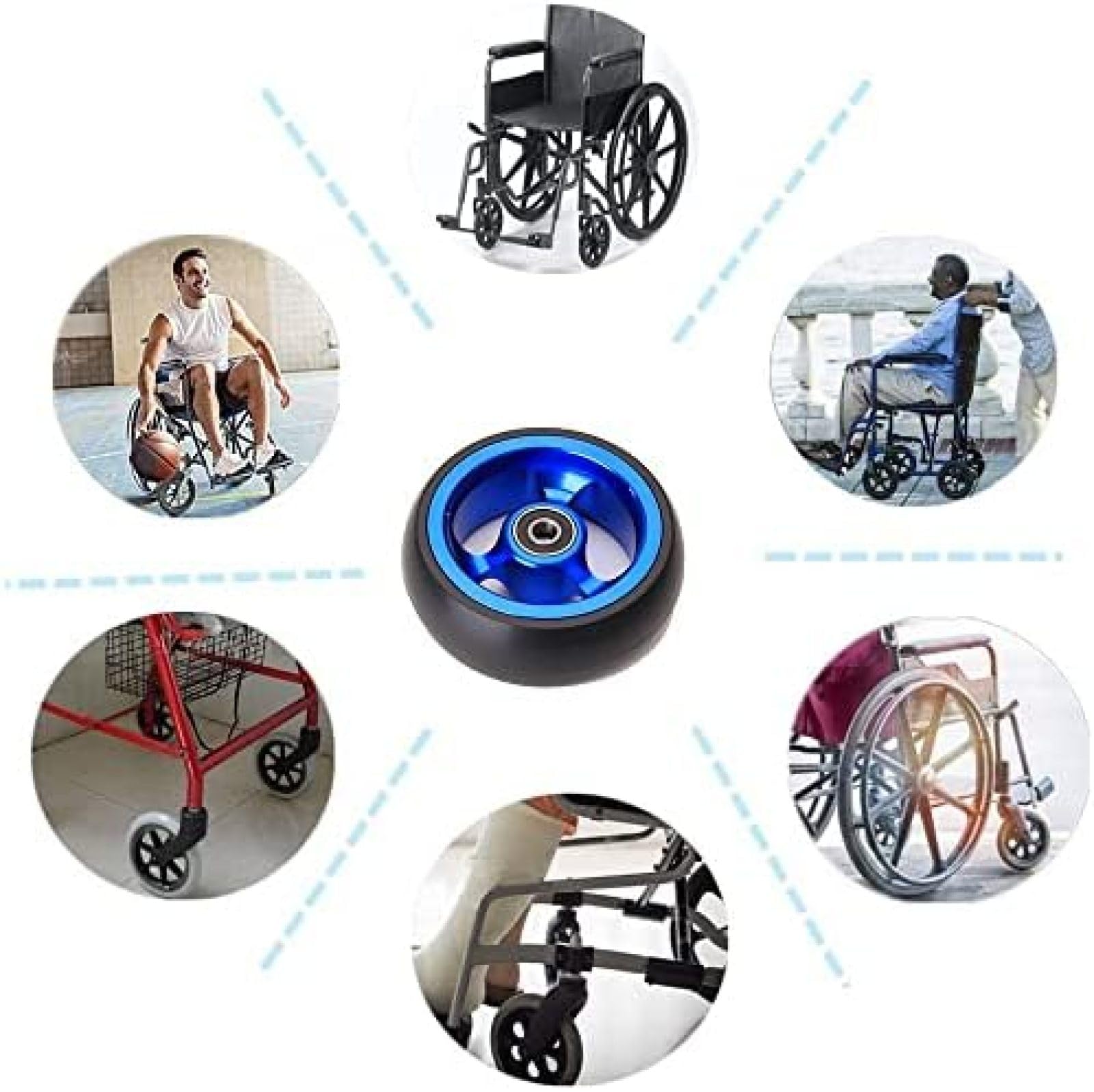Amazon.co.jp: 車椅子前輪4インチ1個、車椅子キャスター、アルミリム