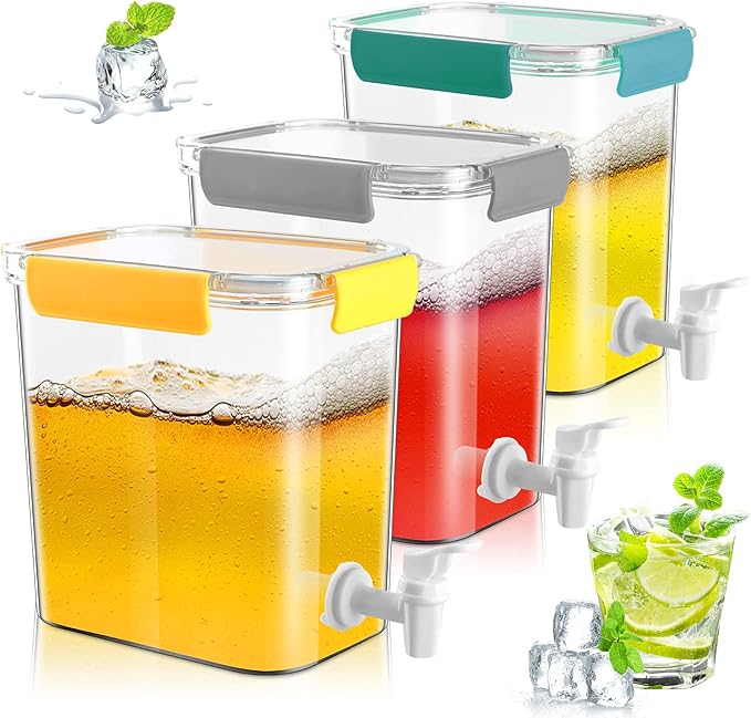 COHOMA 1 Gallon Drink Dispenser For Fridge | Leak-Proof Beverage Jug With Spigot & Filter | Perfect For Lemonade, Milk, Juice & Parties