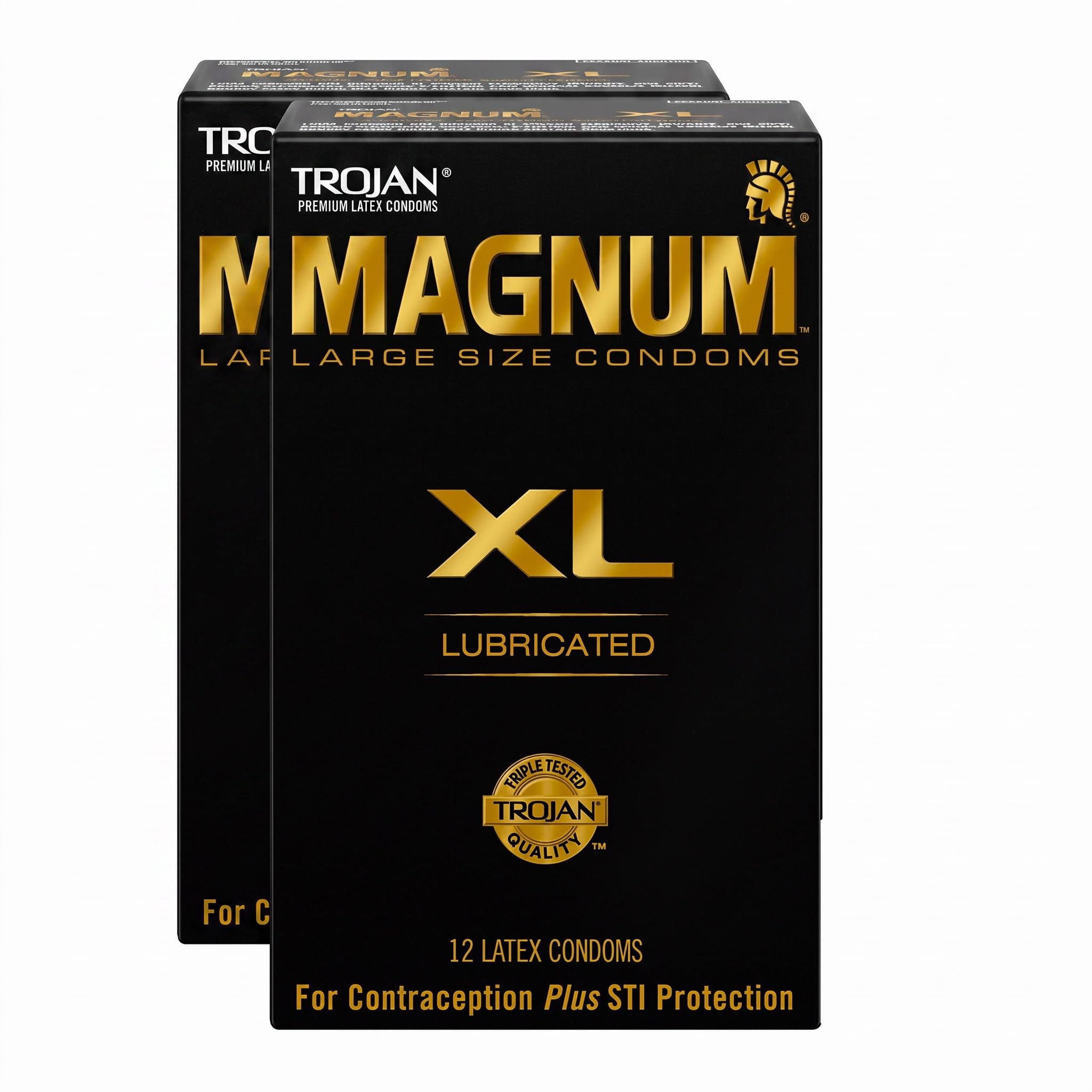 TROJAN Lubricated Magnum Condoms XL Large Size - 12 Count (Pack of 2)