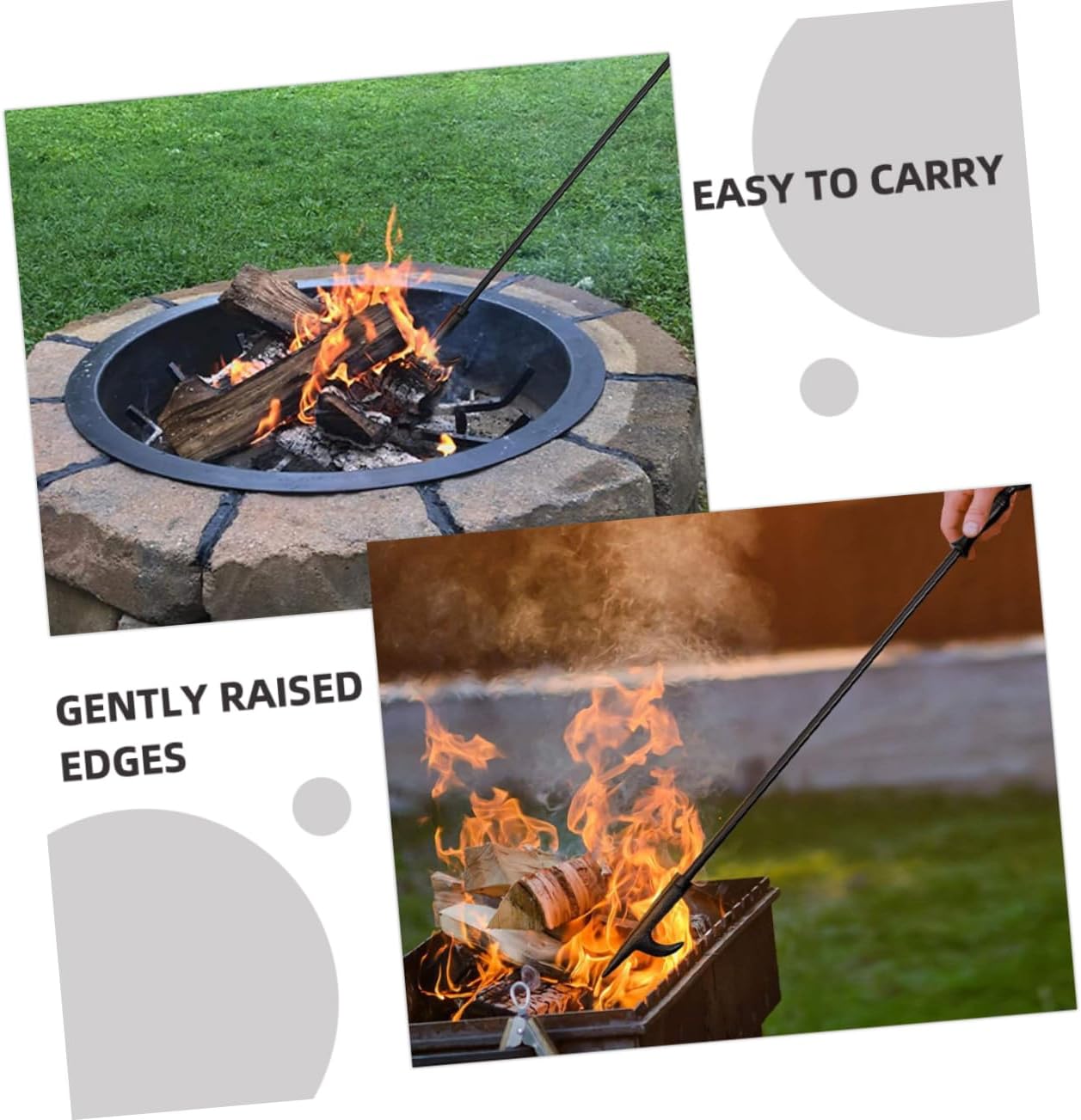 Fireplace Poker Tool Ergonomic Handle Fire Pit Tongs for Camping Outdoor Use -Handled for Easy Barbecue Hearth Heavy Duty Fireplace Accessory