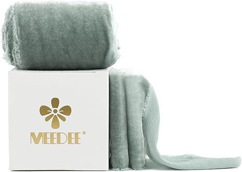 Miniatura 8 de MEEDEE Cinta de terciopelo de seda con flecos azul pizarra de 3 pulgadas para coronas, ramo de flores, fotografía, banda de vestido, baby shower,