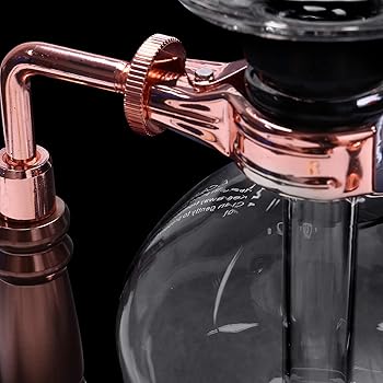 KVSERT Cafetera de sifón de estilo japonés, olla de sifón de té, cafetera al vacío, filtro de máquina de café, 3 tazas, color dorado1