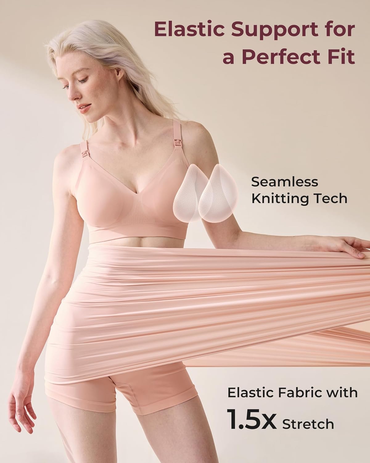 Momcozy CoolFit Nursing Bras for Breastfeeding, Fixed Padding Ultra Stretch Seamless Jelly Strip Maternity Bra, Wireless - Image 4