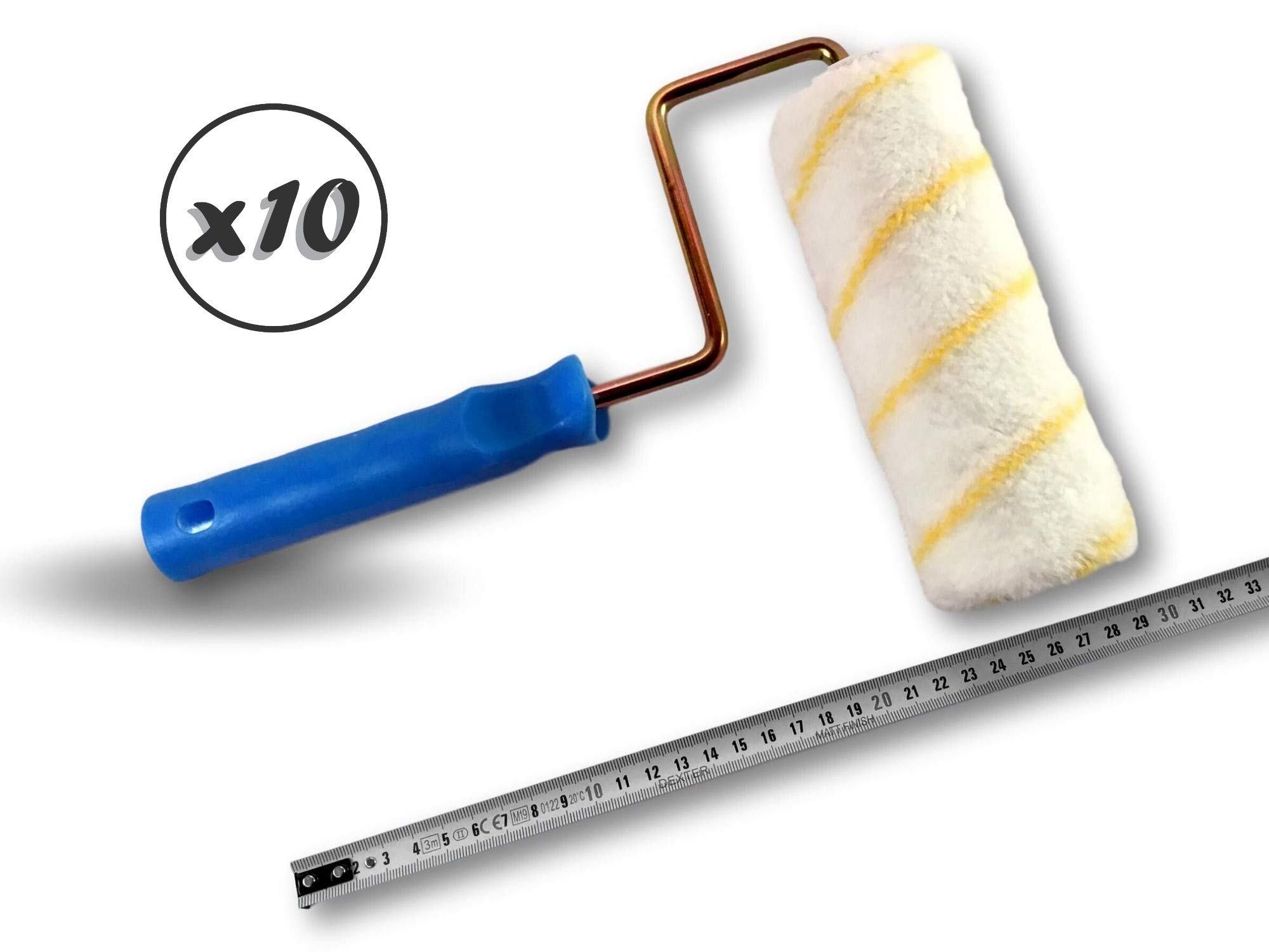 Kibros Lot 10 rouleaux peinture polyamide rayé jaune Ø alésage 8 mm 180
