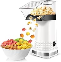 Popperchoice Air Popper Popcorn Maker - 99% Pop Rate, Oil-Free Hot Air Popper, 2-Min Fast Electric Machine for Home, Parties, Movies