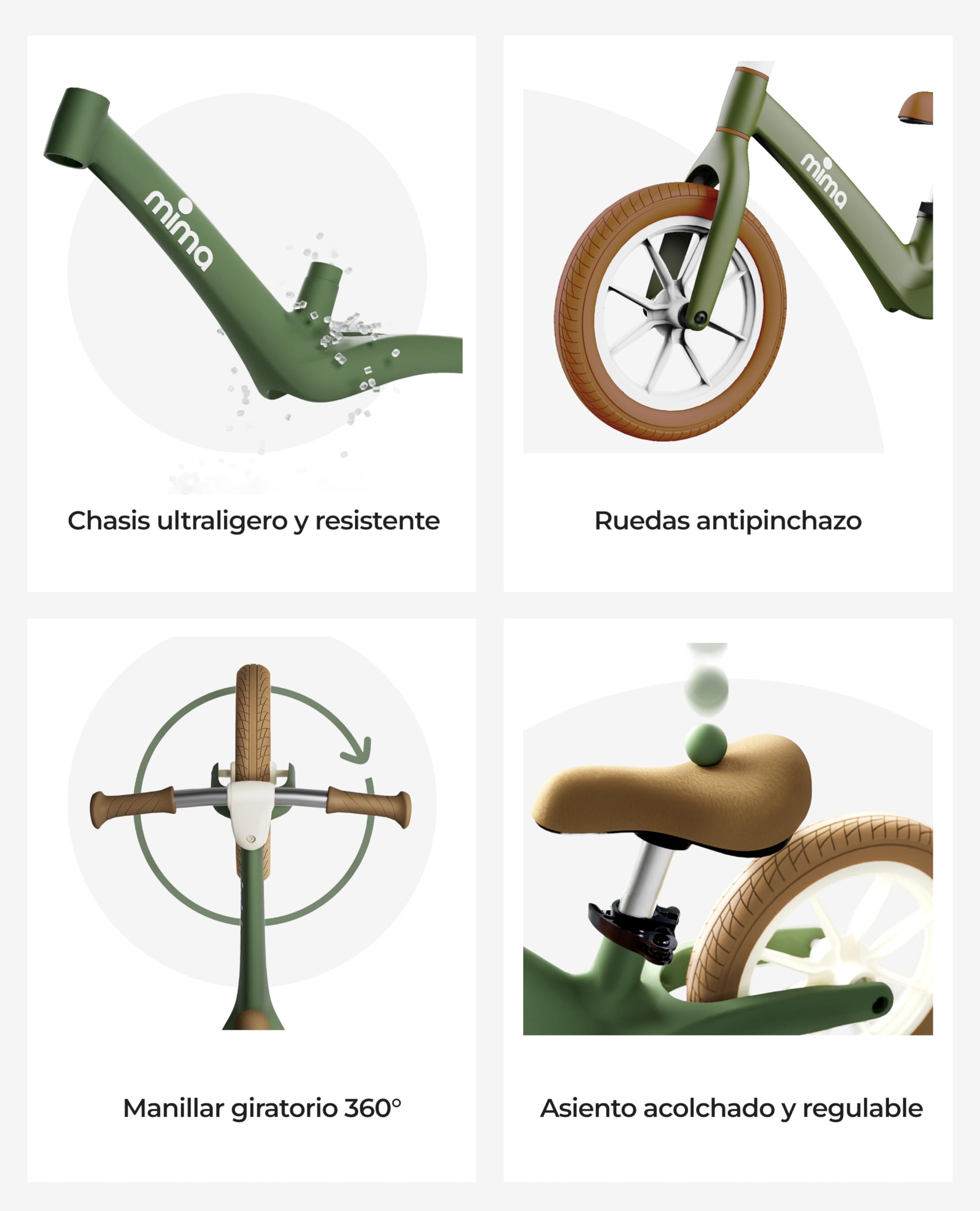 Mima Zoom Lite Bicicleta Sin Pedales para Niños 2, 3, 4 y 5 años | Bicicleta de Equilibrio Ultraligera | Asiento Ajustable | Ruedas Antipinchazo
