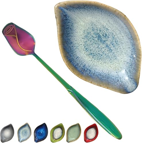 Miniatura 13 de Soporte de cuchara de café y descanso para accesorios de barra de café, soporte de cuchara pequeña de hoja para estación de café, soporte de cuchara