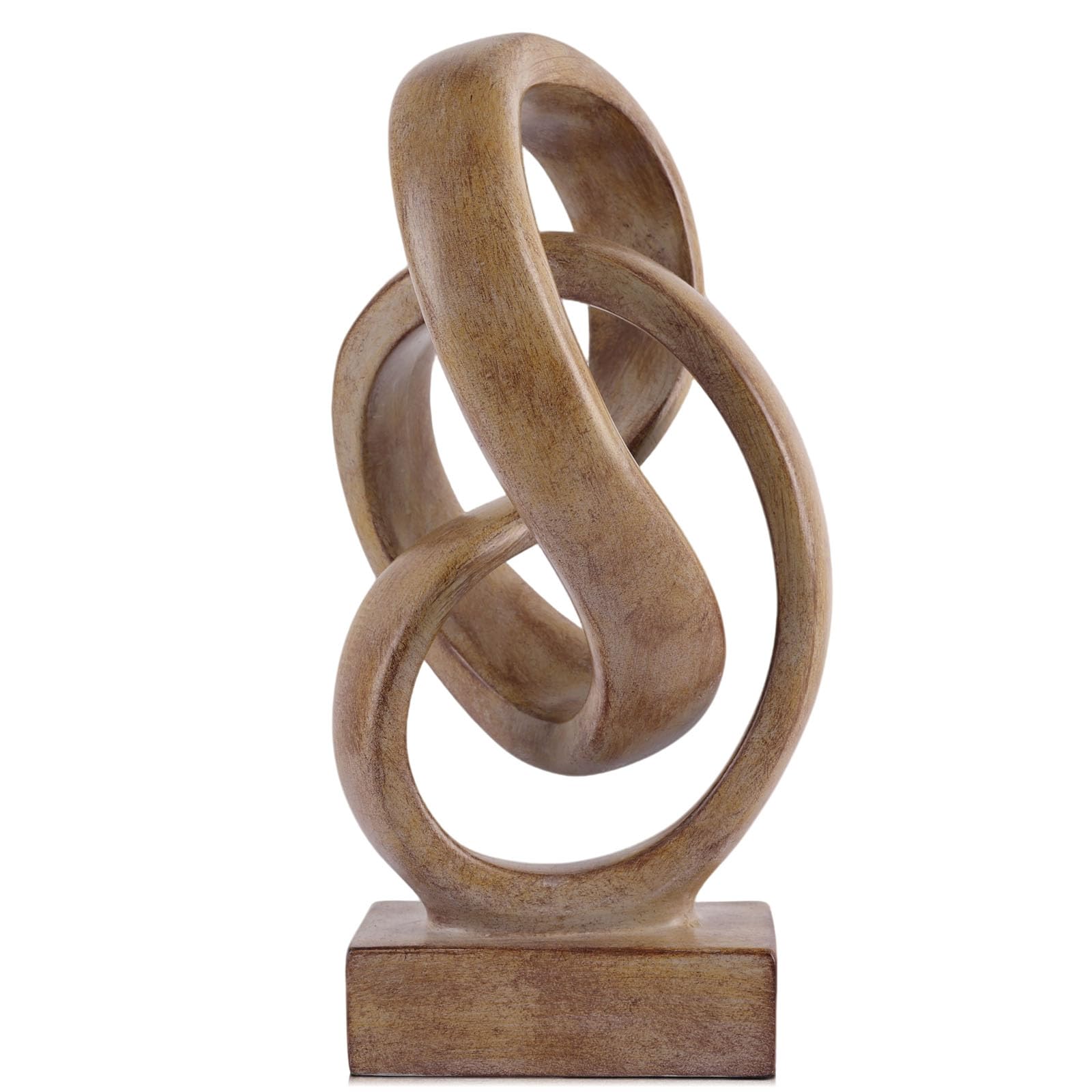 Braune Holzton-Skulptur für Heimdekoration, moderne Knotenstatue, moderne Kunstharz-Kunstdekoration für Regal, Couchtisch, Eingang, Konsole, Bücherregal, Kaminsims, Wohnzimmer