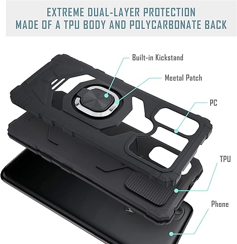 Miniatura 2 de Funda para Moto G Pure, Motorola Moto G Power 2022 con protector de pantalla, soporte de anillo de grado militar, soporte para automóvil de 16 pies
