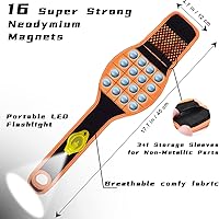 Vista 4 de Pulsera magnética con linterna y pedal magnético para sujetar tornillos, correa de herramientas magnética para sujetar tornillos, clavos, brocas
