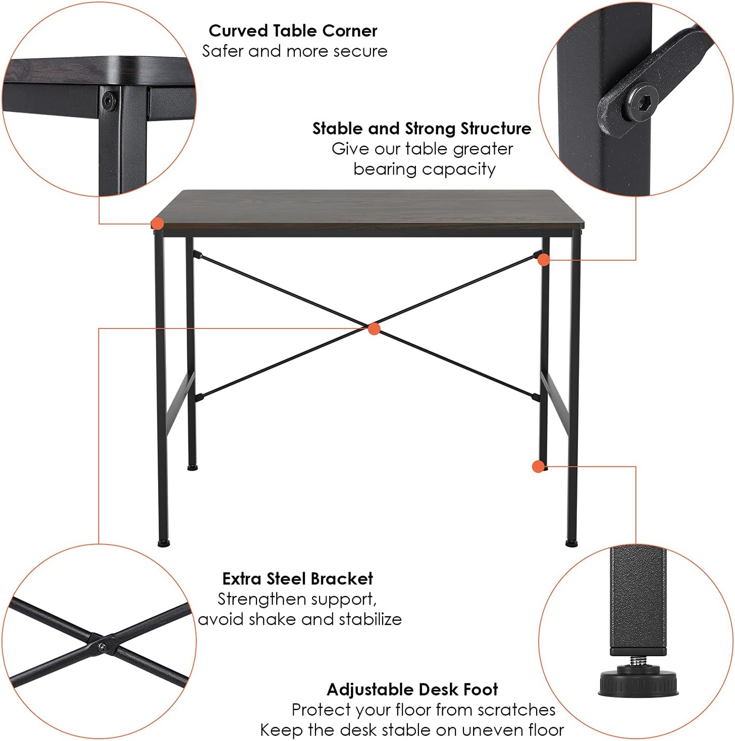 Laptop Study Table 39" Home Office Writing Desk,Computer Student Desk, Easy Assembly, Sturdy Desk for Girl Boy Kids Study PC Simple Executive Table Workstation for Small Space