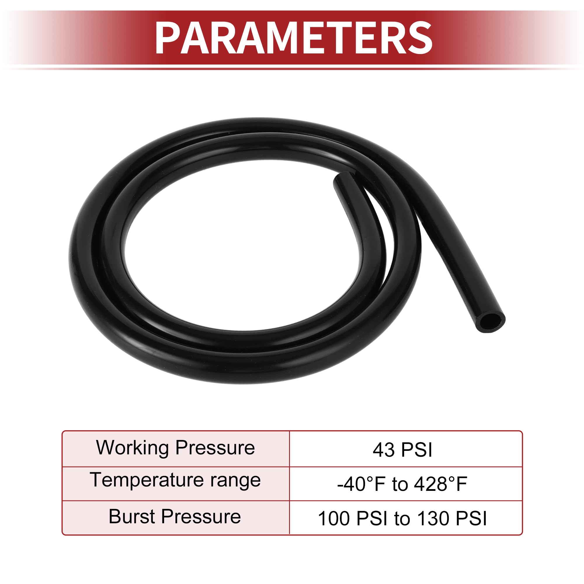 A ABSOPRO Pressione massima di 130 PSI Tubo in Silicone per Aspirazione Tubo per Aspirazione Automobilistica Ad Alta Temperatura 4FT 3/8 10mm ID Spessore di 2mm Silicone Nero A ABSOPRO Pressione massima di 130 PSI Tubo in Silicone per Aspirazione Tubo per Aspirazione Automobilistica Ad Alta Temperatura 4FT 3/8 10mm ID Spessore di 2mm Silicone Nero
