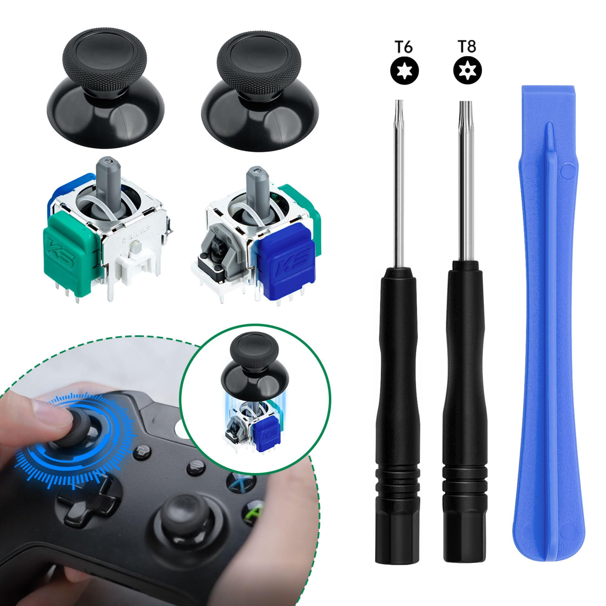Tolesum Kit De Reemplazo Analógico Para Joystick Tmr Effect Para Mando Xbox Series X/S, Xbox One Y Xbox One X/S Con Herramientas De Reparación (Se Requiere Soldadura) – Negro