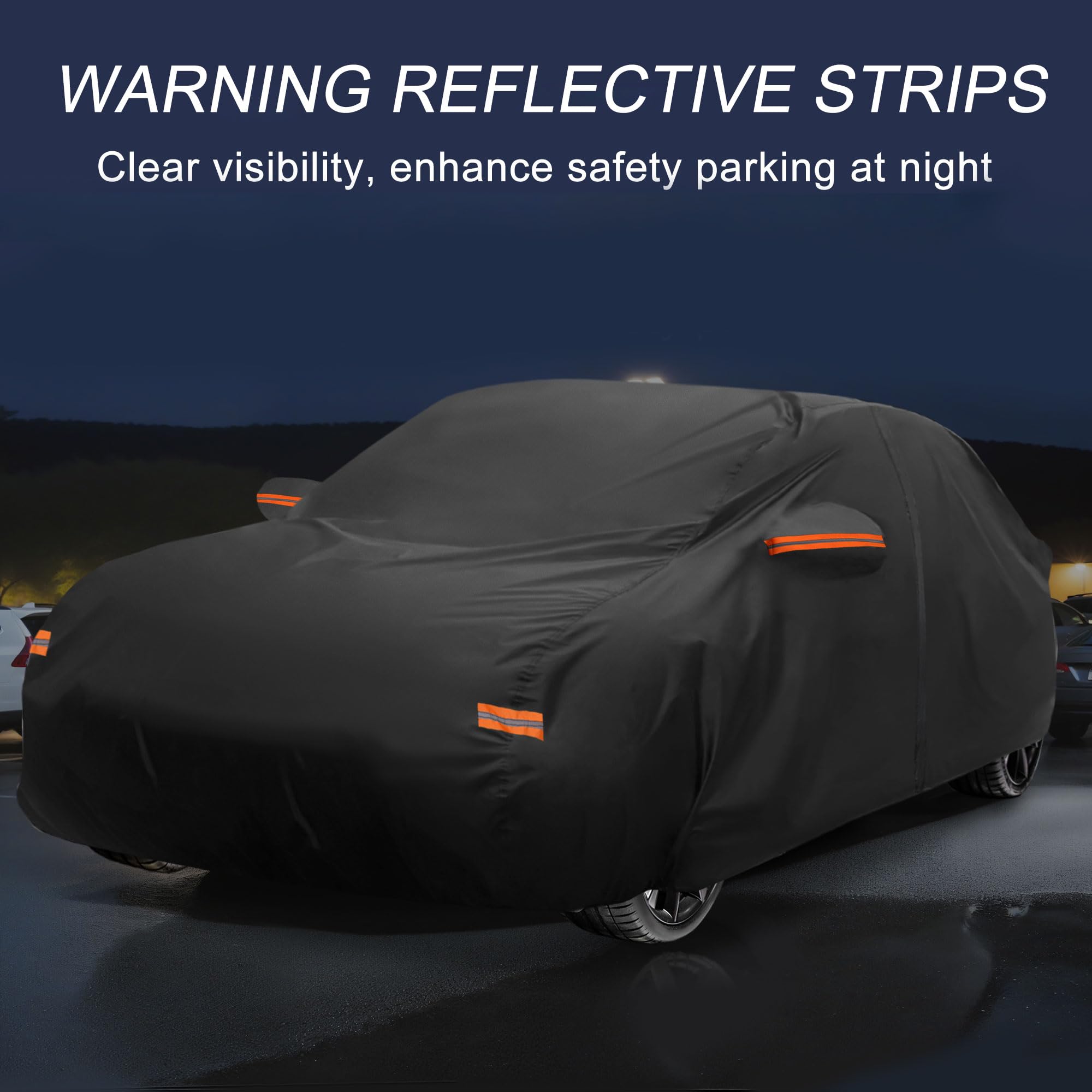 X AUTOHAUX Car Cover Outdoor Waterproof Sun Rain Snow Hail Protection with Left Side Door Zipper Aluminum Film — view 5