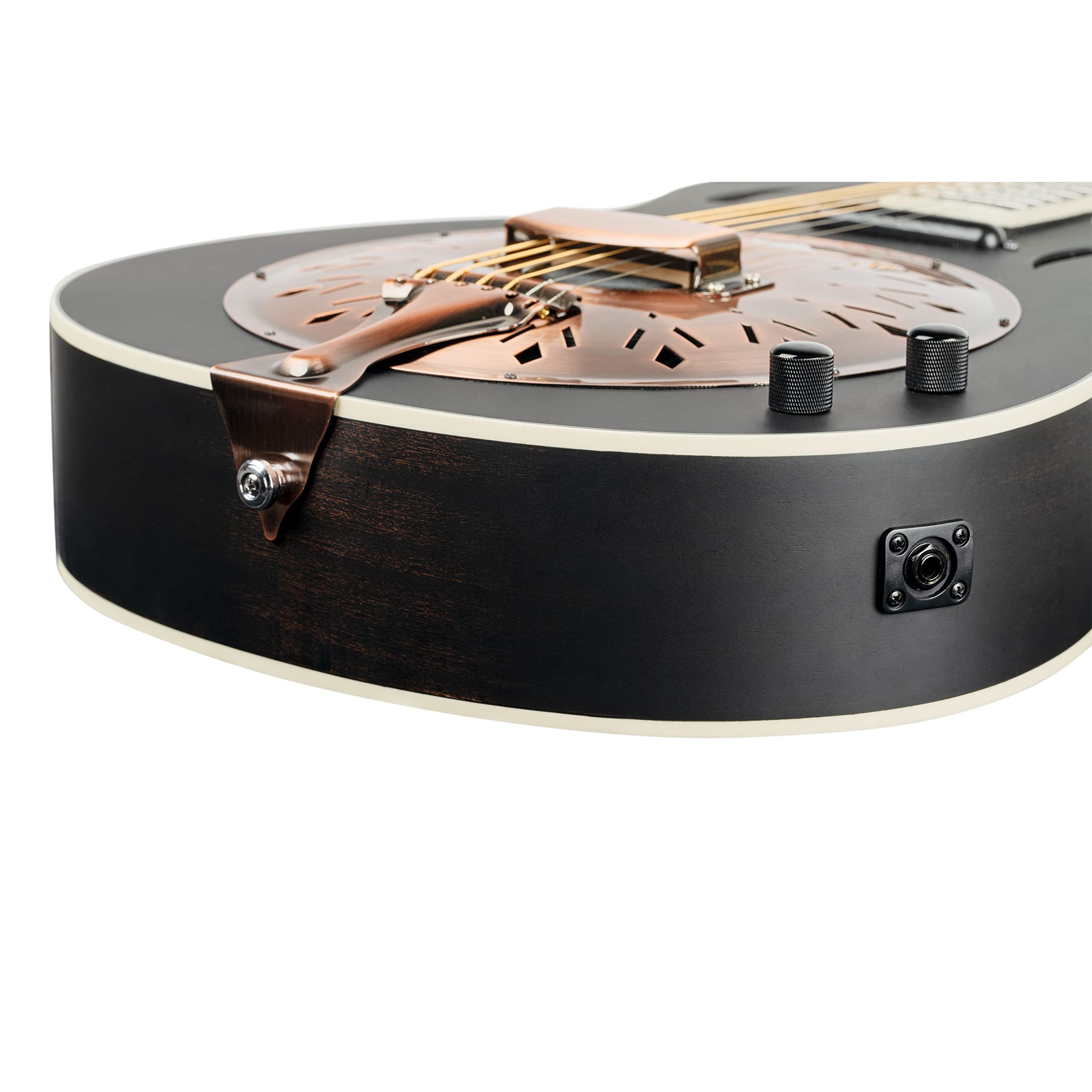 Ortega Guitars Resonator Gitarre Elektro-Akustisch – Americana Series – Lipstick Pickup – Mahagoni, Schwarz (RRG40CE-DBK)